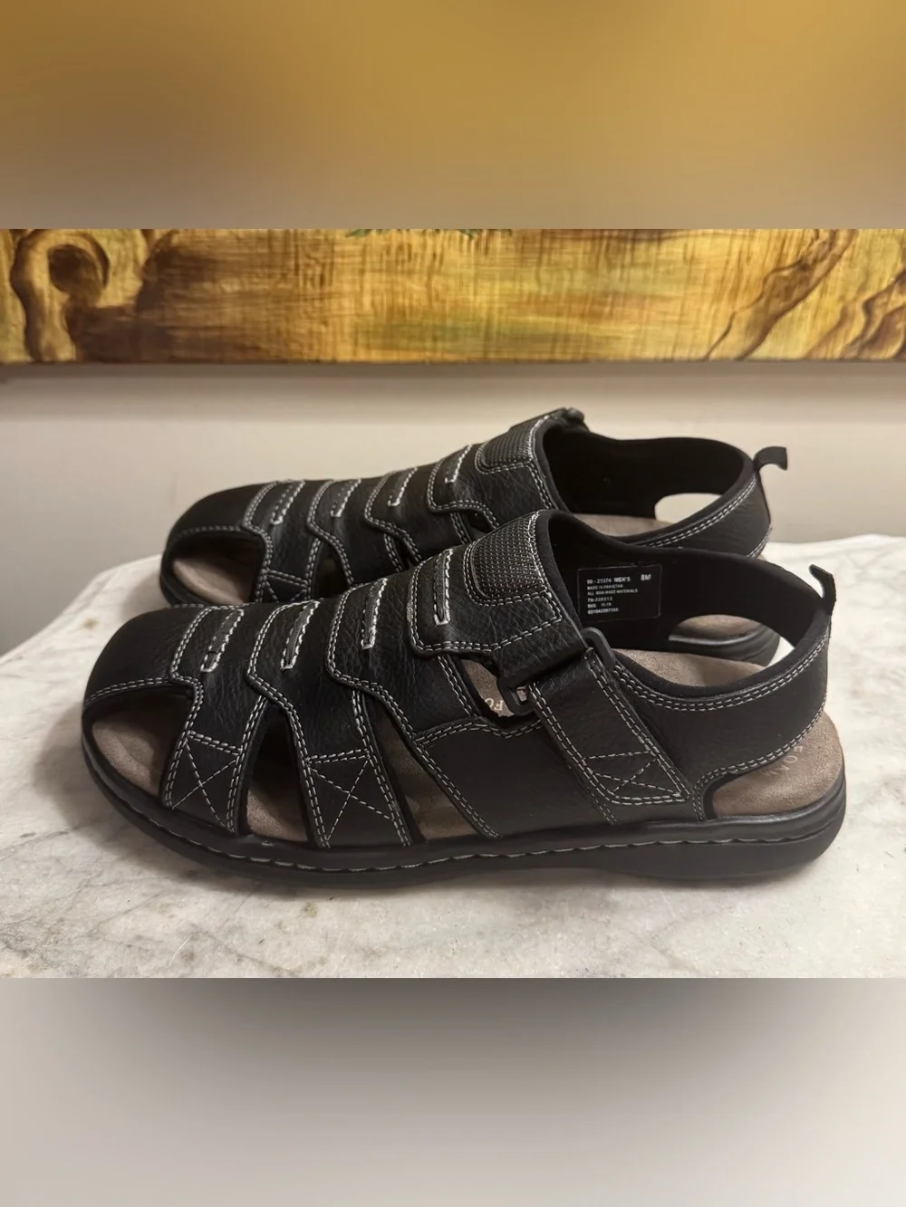 Dockers Men's Black Memory Foam Searose Fisherman-Style Sandals, Size 8 M, New!